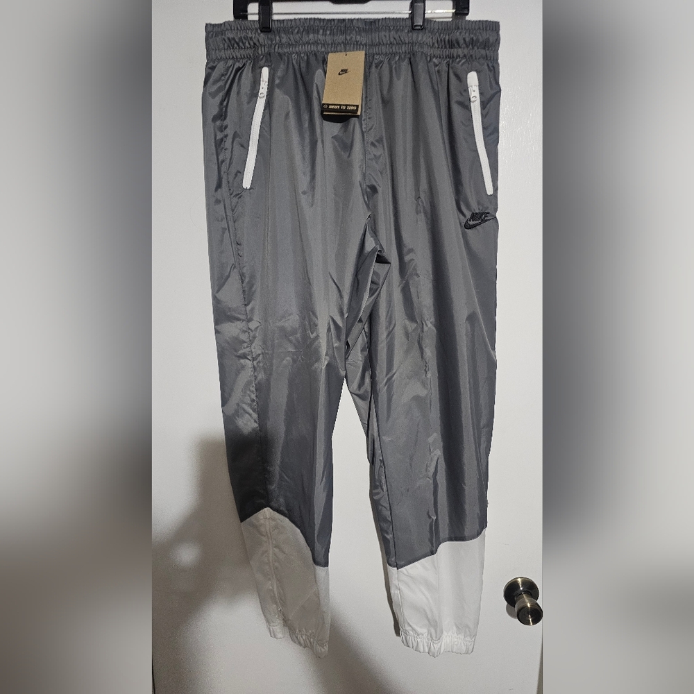 Nike Windrunner Woven Lined Pants Smoke Grey White Black Mens NWT size L or 2XL